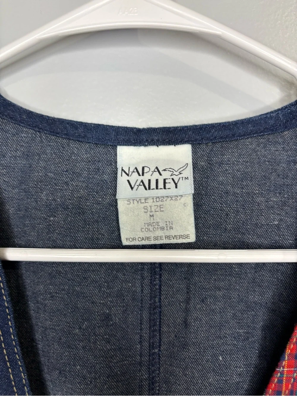 Vintage Napa Valley Plaid Patchwork Vest Denim Red Green Women’s Medium Light - Picture 2 of 13